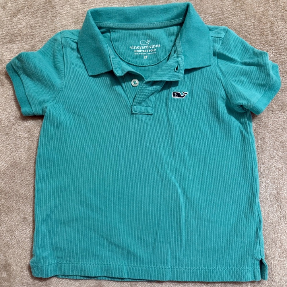 Vineyard Vines Heritage Polo Shirt Toddler 2T Teal Green Short Sleeve